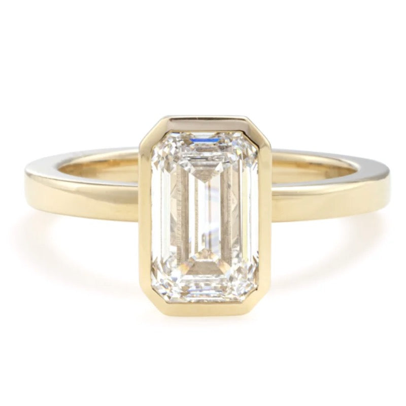 Emerald Cut Solitaire Moissanite Engagement Ring