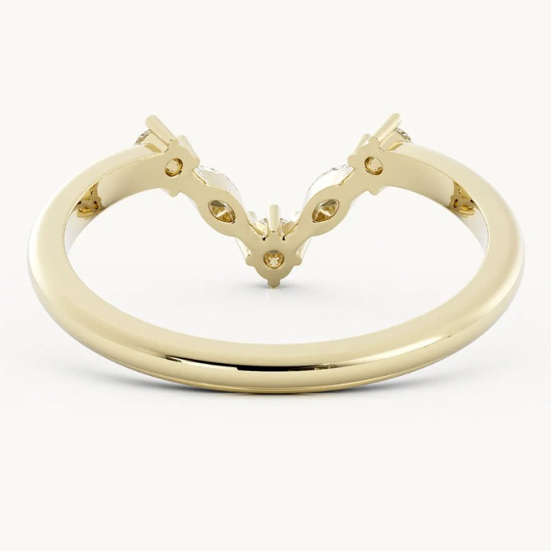 V-Shaped Moissanite Wedding Ring Matching Band