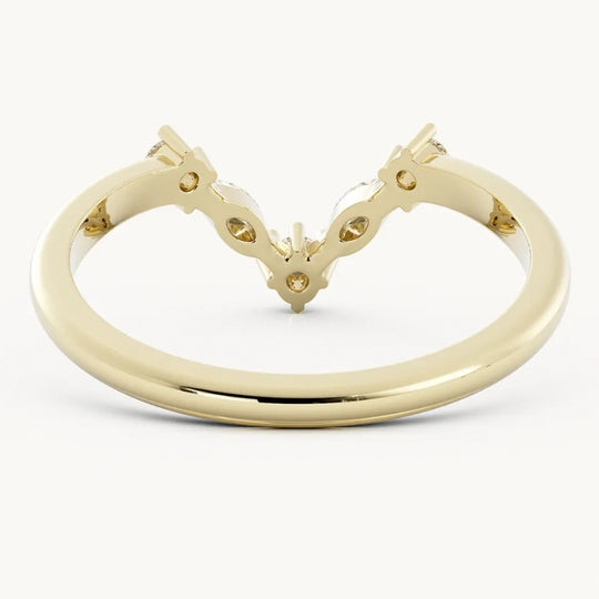 V-Shaped Moissanite Wedding Ring Matching Band