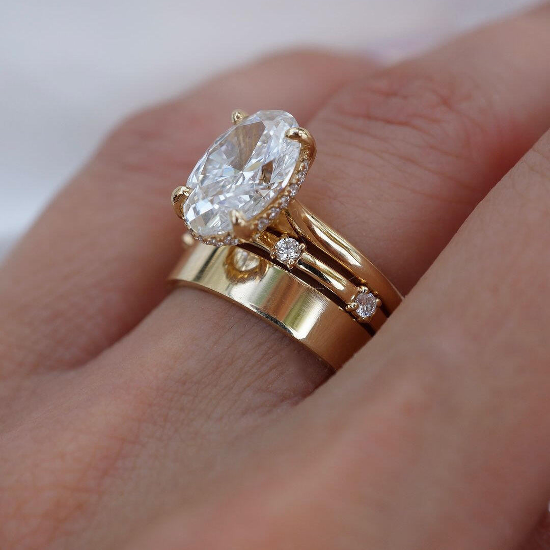 Oval Cut Moissanite Engagement Ring and Wedding Ring Set – Gemsbling