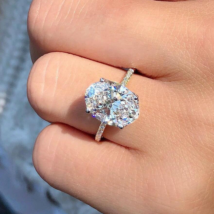 New Arrived 3CT Oval Cut Moissanite Engagement Ring – Gemsbling