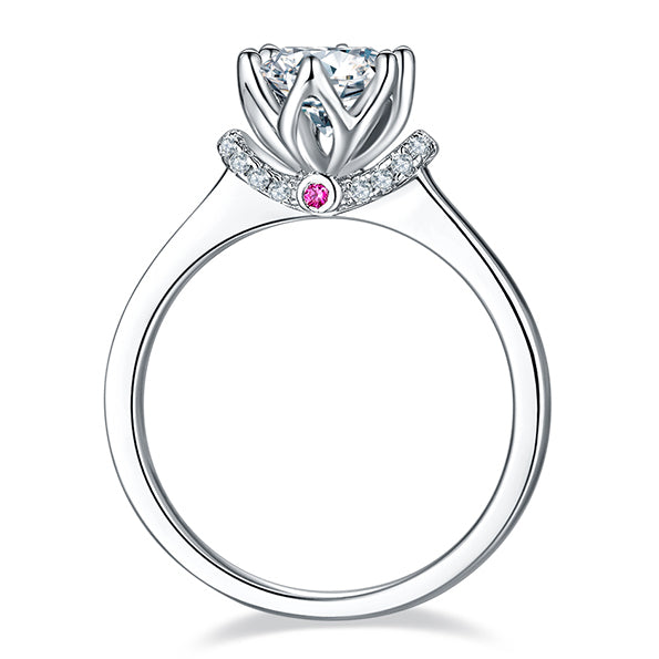 Crown V-Shaped Moissanite Diamond Engagement Ring