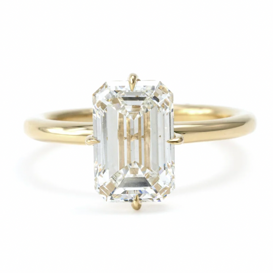 Emerald Cut Solitaire Moissanite Engagement Ring