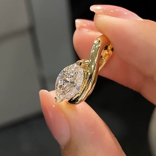Marquise Cut Moissanite Engagement Ring