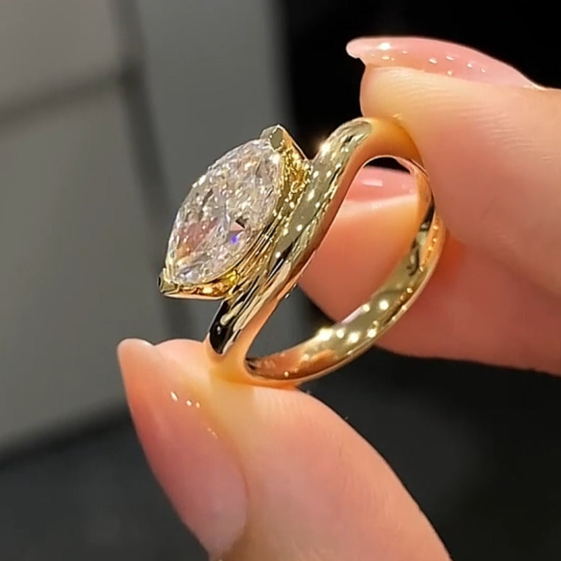 Marquise Cut Moissanite Engagement Ring