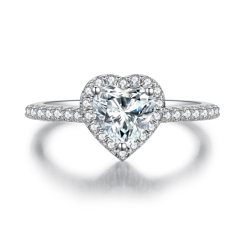 Heart Cut Halo Design Moissanite Ring