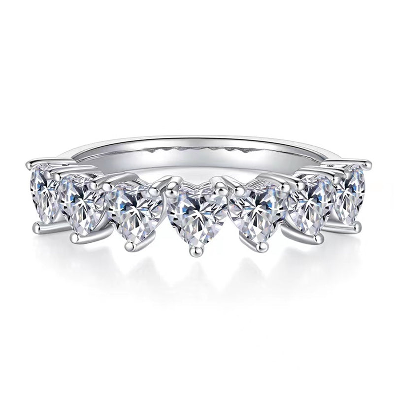 Heart Moissanite Half Eternity Matching Band Wedding Ring