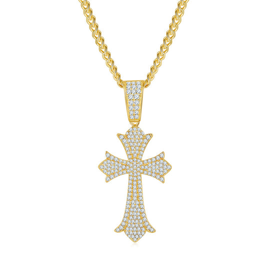 Moissanite Vintage Cross Pendant Necklace
