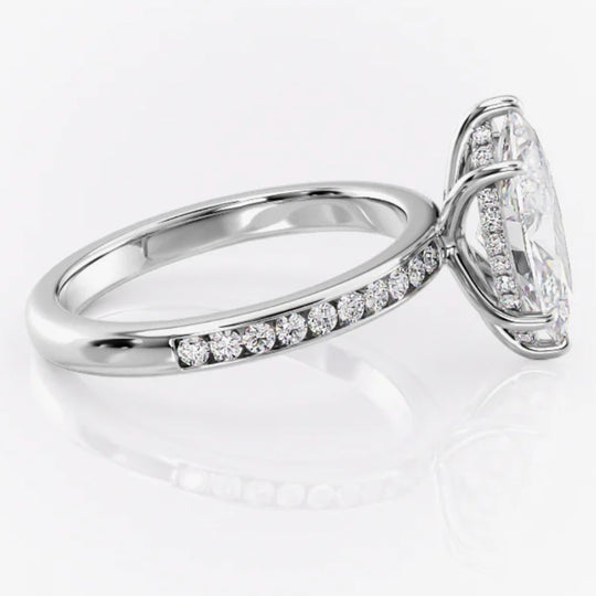 3CT Marquise Cut Hidden Halo Side Stones Moissanite Engagement Ring 5