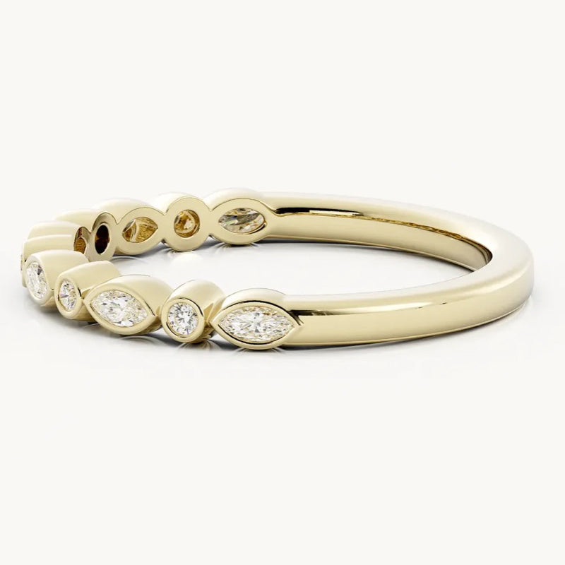Moissanite Wedding Ring Matching Band 7
