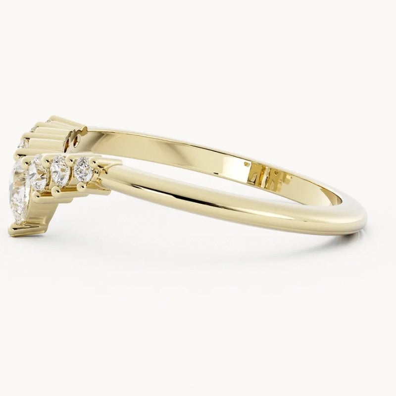 V Shape Moissanite Wedding Ring Matching Band 2