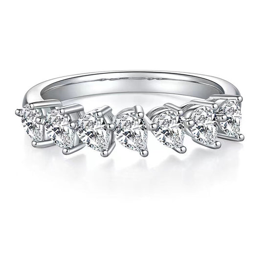 Pear Moissanite Half Eternity Matching Band Wedding Ring