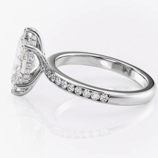 3CT Marquise Cut Hidden Halo Side Stones Moissanite Engagement Ring 5