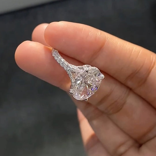 π₯5CT Oval Cut Sparkling Luxury Design Moissanite Engagement Ring
