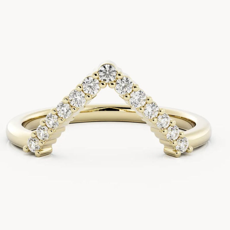 Half Half Eternity Shank Moissanite Wedding Ring Matching Band