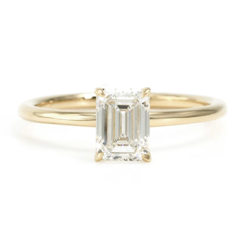 Emerald Cut Solitaire Moissanite Engagement Ring