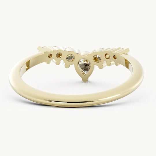 V Shape Moissanite Wedding Ring Matching Band 2