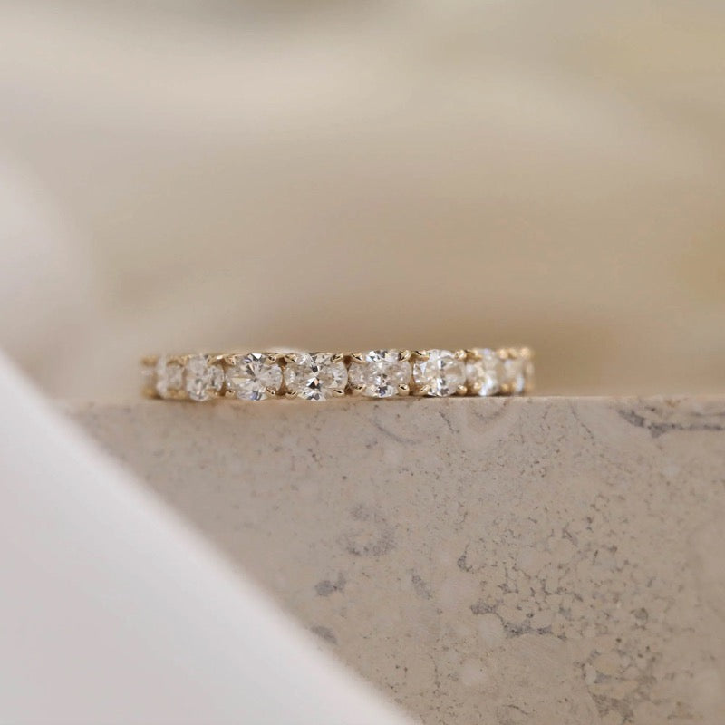 Oval Cut Moissanite Wedding Ring Matching Band