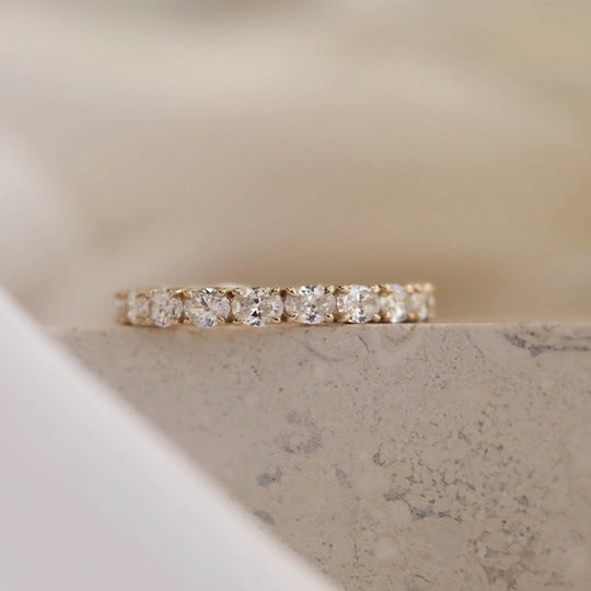 Oval Cut Moissanite Wedding Ring Matching Band