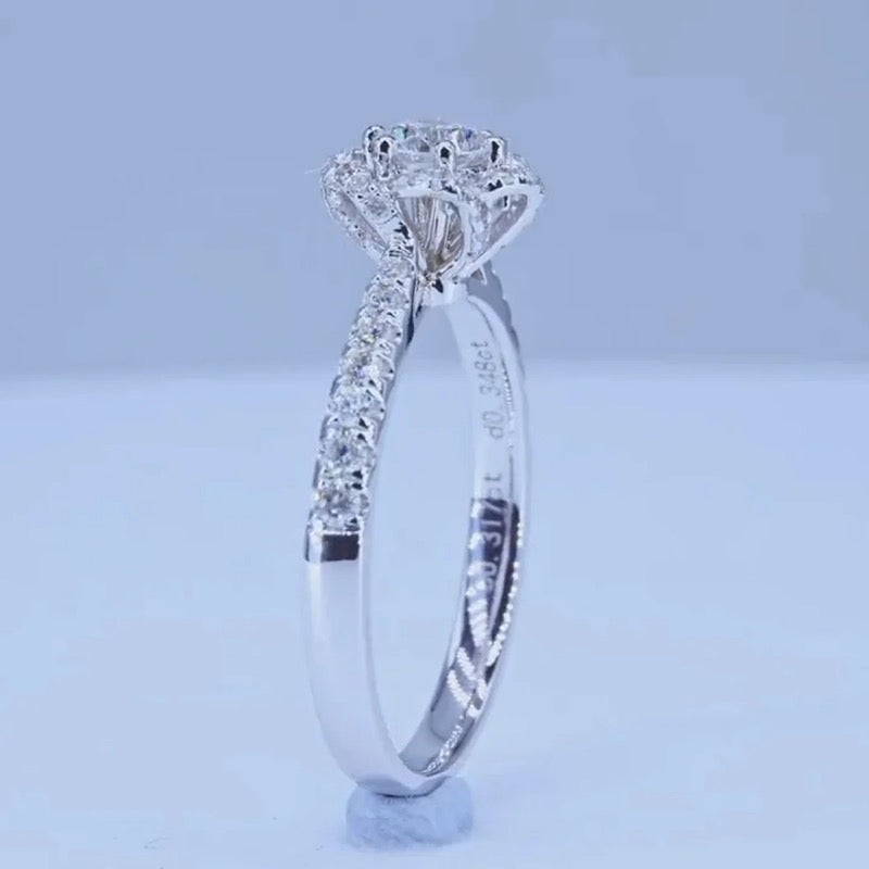 Flower Fountain Design Moissanite Engagement Ring 3