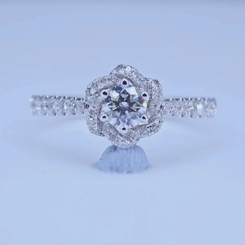Flower Fountain Design Moissanite Engagement Ring 3