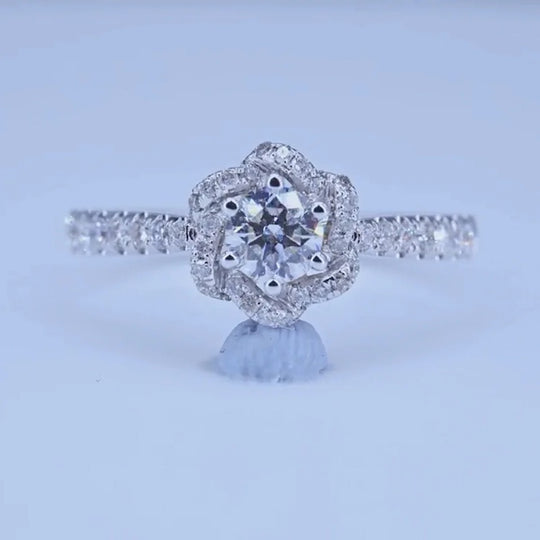 Flower Fountain Design Moissanite Engagement Ring 3