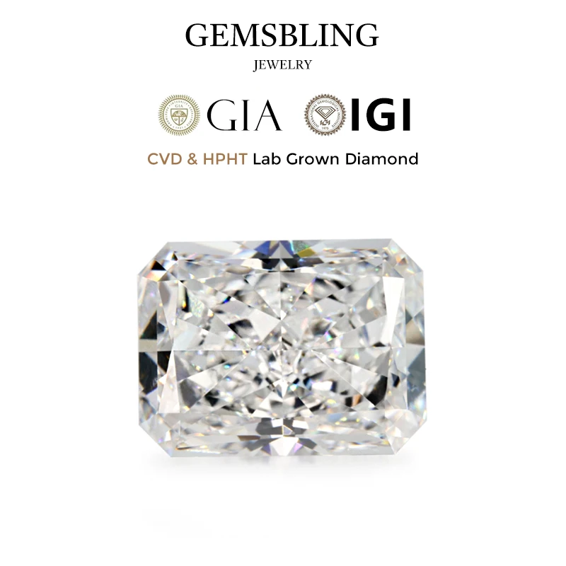 Radiant Cut Lab-Grown Diamond - CVD/HPHT D/E/F Color VVS Clarity Loose Stone