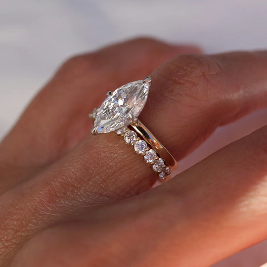New Arrival 3CT Marquise Cut Moissanite Triple Stackable Ring Set