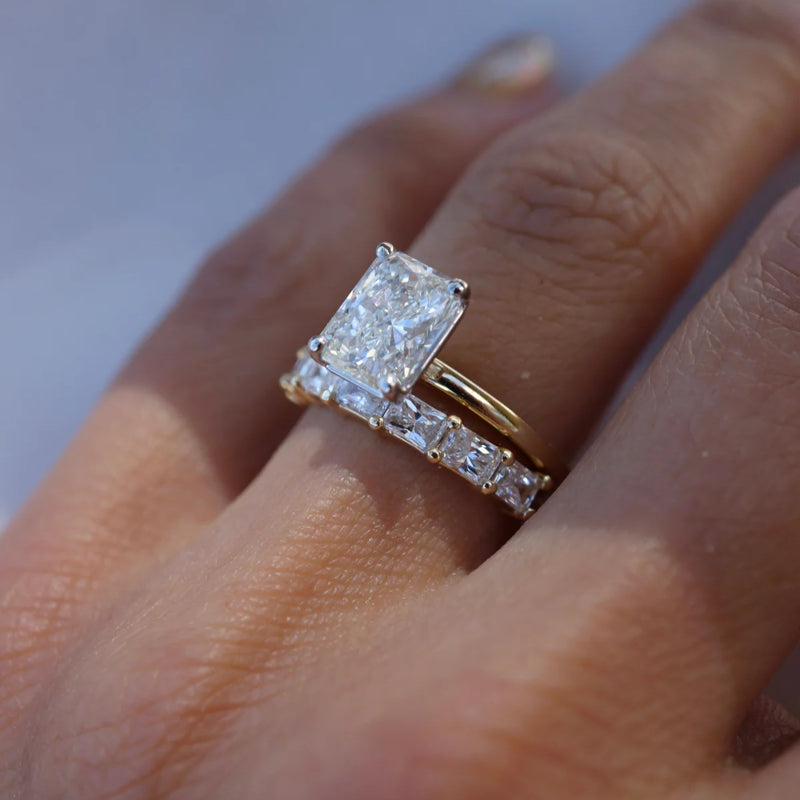 New Arrival 3CT Radiant Cut Moissanite Triple Stackable Ring Set