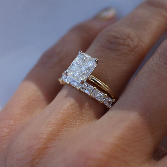 New Arrival 3CT Radiant Cut Moissanite Triple Stackable Ring Set