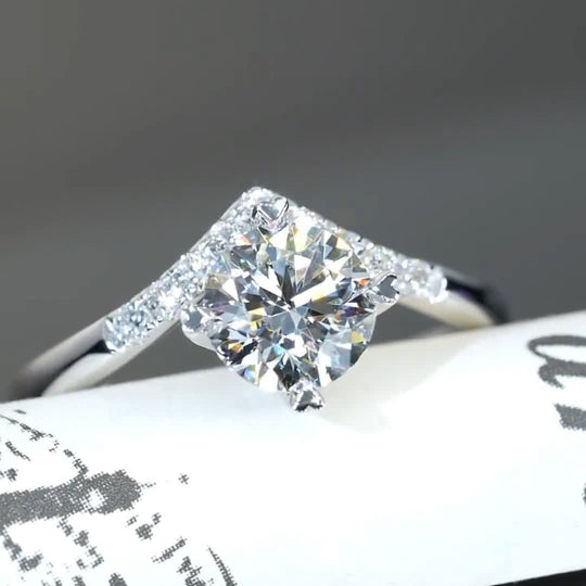 Simple Design Heart Prongs Moissanite Engagement Ring