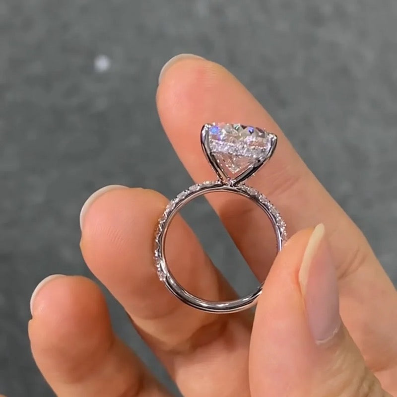 π₯8CT Oval Cut Hidden Halo Side Stones  Moissanite Engagement Ring
