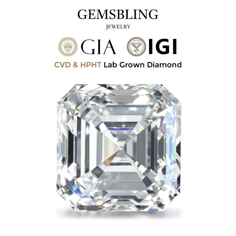 Asscher Cut Lab-Grown Diamond - CVD/HPHT D/E/F Color VVS Clarity Loose Stone