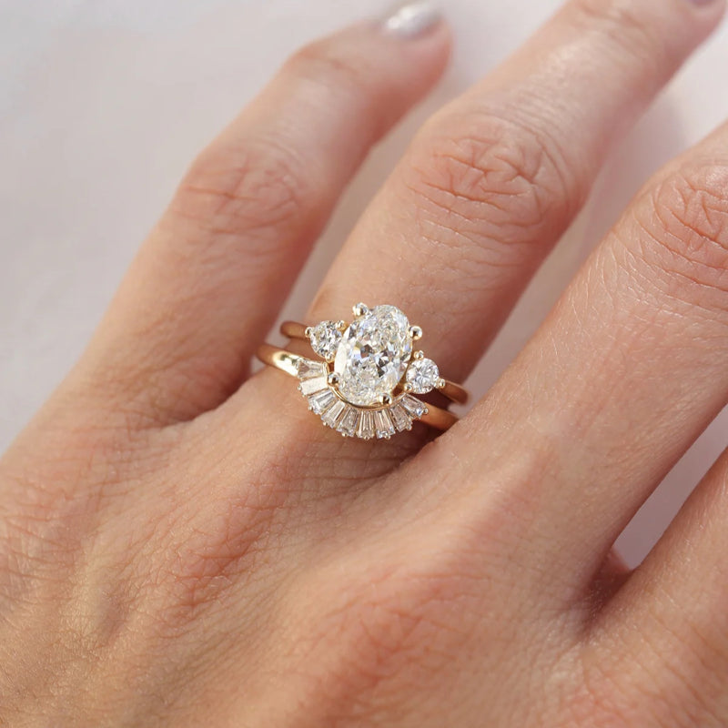 New Arrival 2CT Oval Cut Moissanite Triple Stackable Ring Set