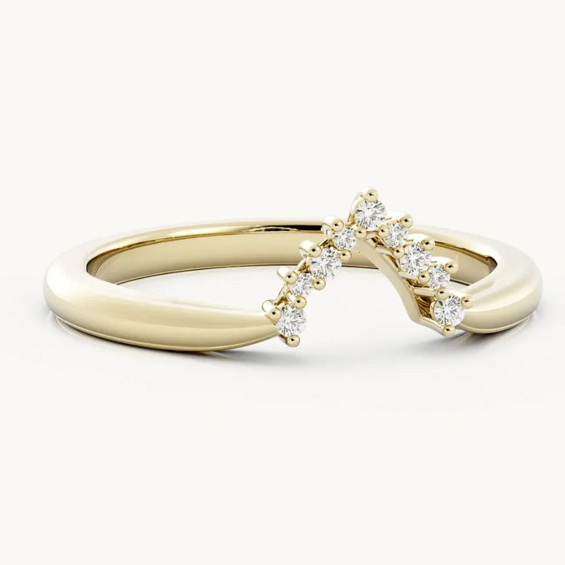 Half Round Shank Moissanite Wedding Ring Matching Band 4