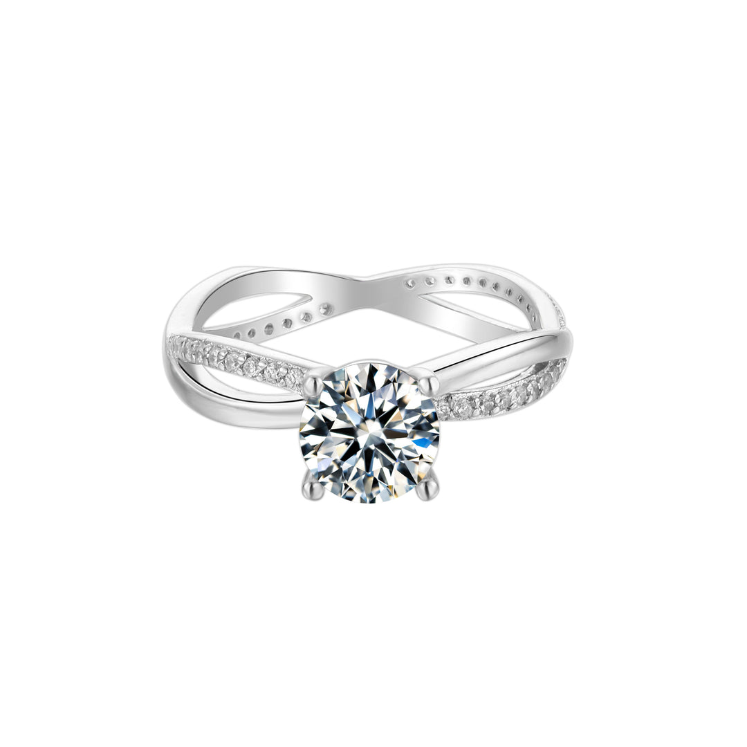 Cross Ring Band Design Moissanite Engagement Ring