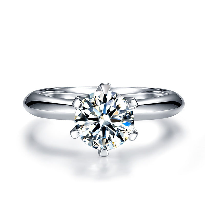 Classic 6 Prongs Solitary  Moissanite Engagement Ring