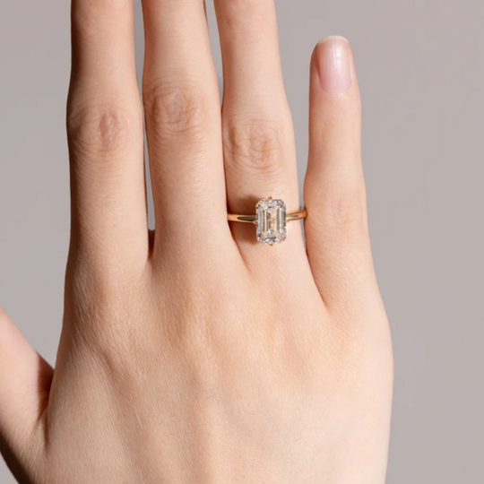 Emerald Cut Solitaire Moissanite Engagement Ring