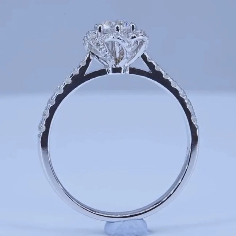 Flower Fountain Design Moissanite Engagement Ring 3