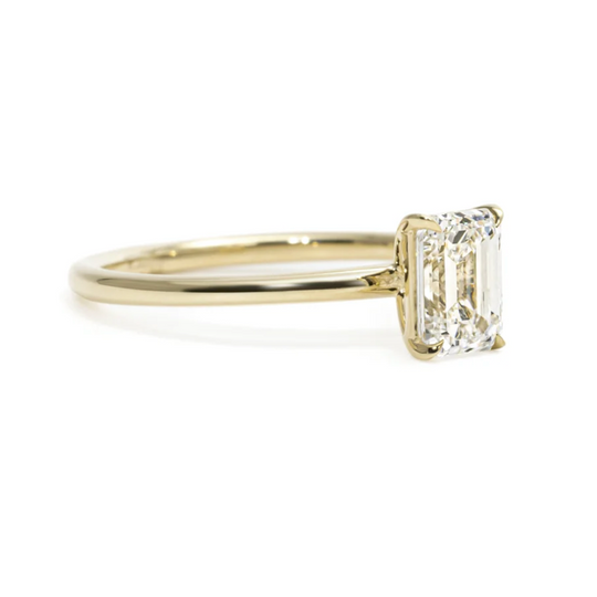 Emerald Cut Solitaire Moissanite Engagement Ring