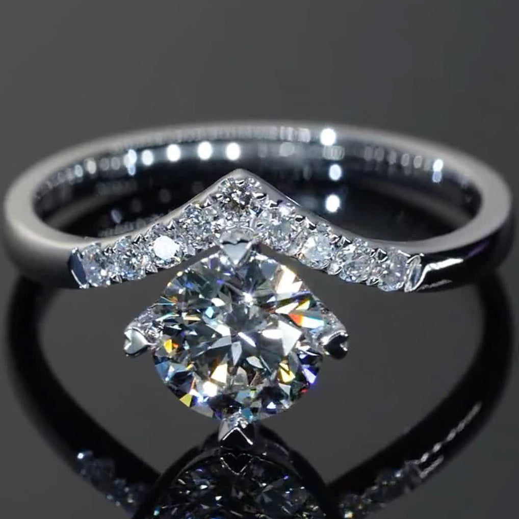 Simple FLower Moissanite Engagement Ring - Gemsbling