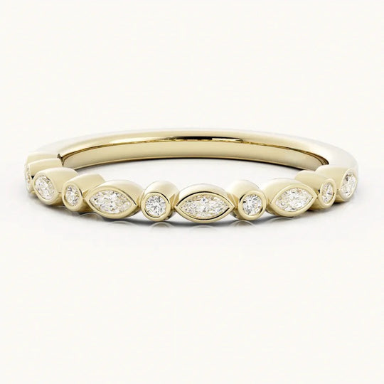 Moissanite Wedding Ring Matching Band 7