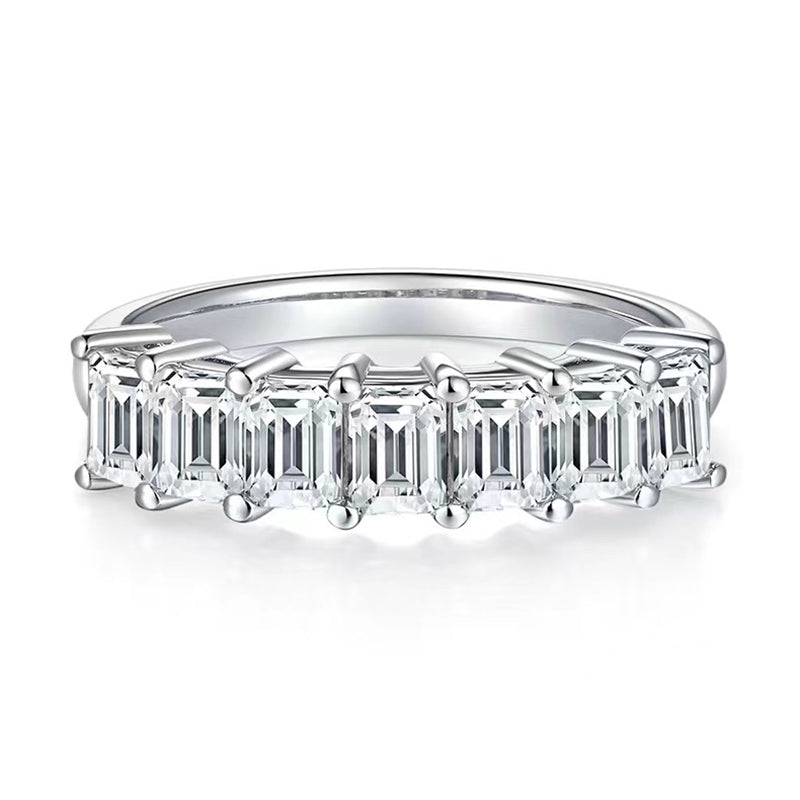 Emerald Moissanite Half Eternity Matching Band Wedding Ring