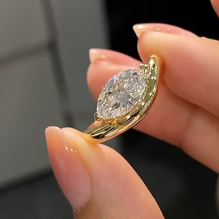 Marquise Cut Moissanite Engagement Ring
