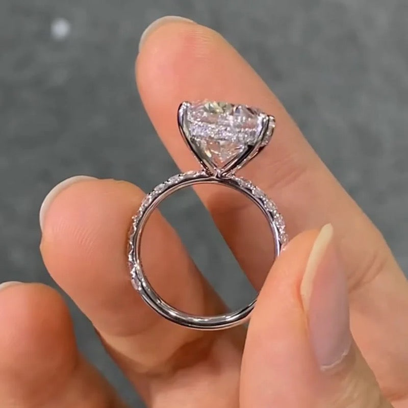 π₯8CT Oval Cut Hidden Halo Side Stones  Moissanite Engagement Ring