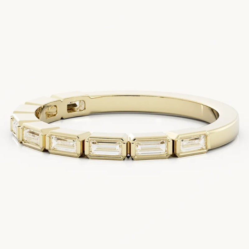 Emerald Moissanite Wedding Ring Matching Band