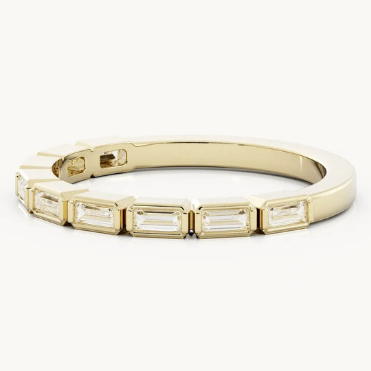 Emerald Moissanite Wedding Ring Matching Band
