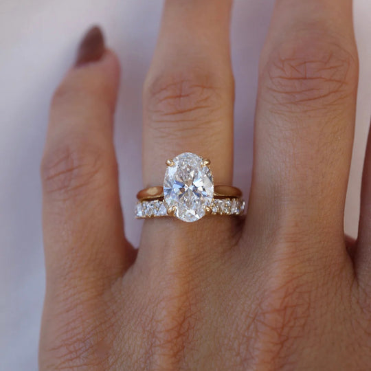 New Arrival 3CT Oval Cut Moissanite Triple Stackable with Hidden Accents Ring Set