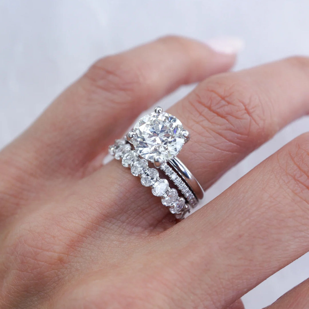 New Arrival 3CT Round Cut Moissanite Triple Stackable with Hidden Accents Ring Set