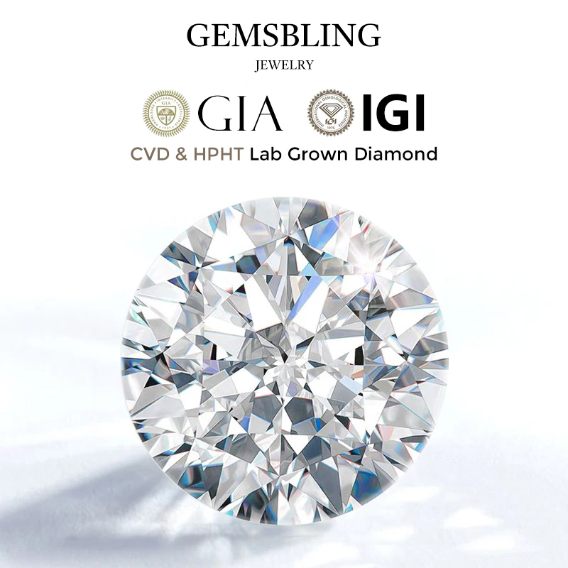 Round Cut Lab-Grown Diamond - CVD/HPHT D/E/F Color VVS Clarity Loose Stone
